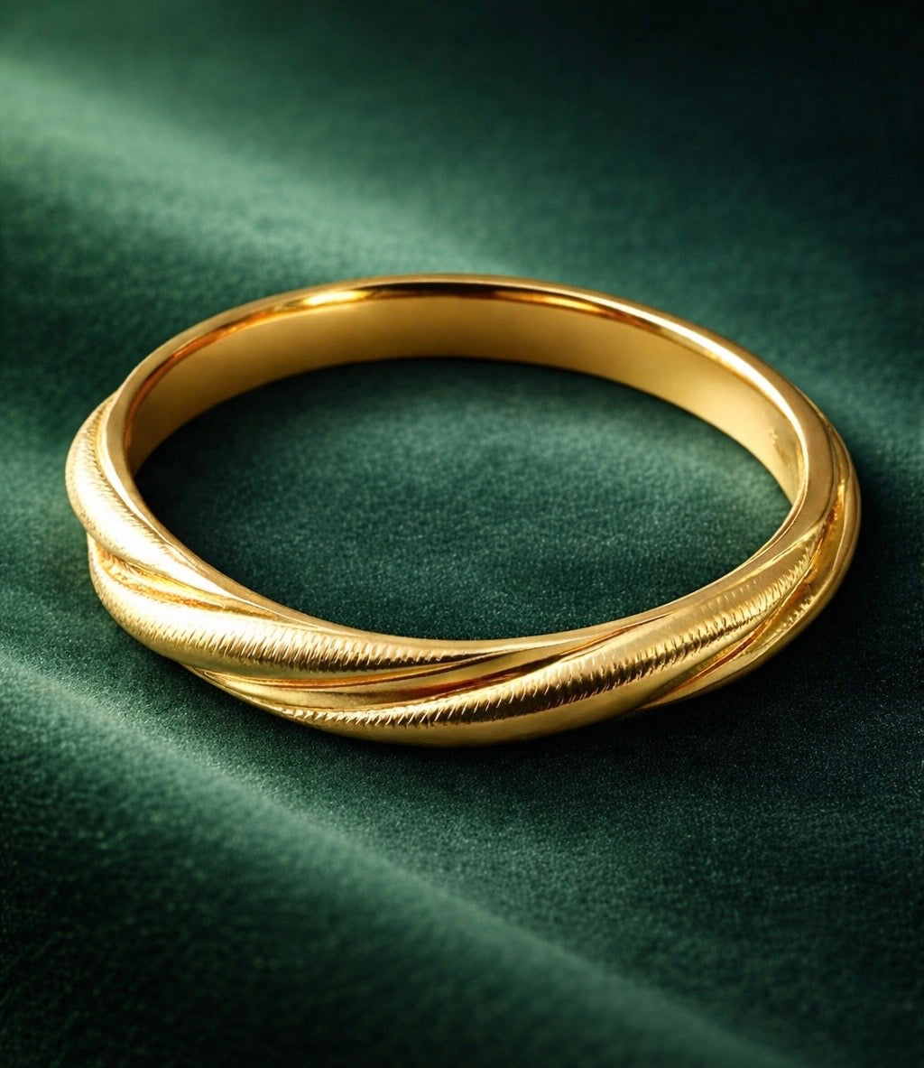 【自分を讃えるための輪】24K 純金 麻花錾刻 リング