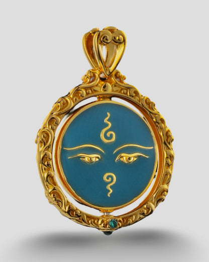 绿度母法眼 — 法悦の守護ペンダントトップ -回転構造