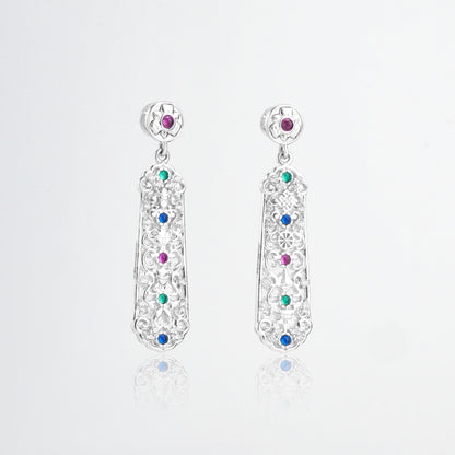 仏教八宝モチーフ 錾刻透雕ピアス