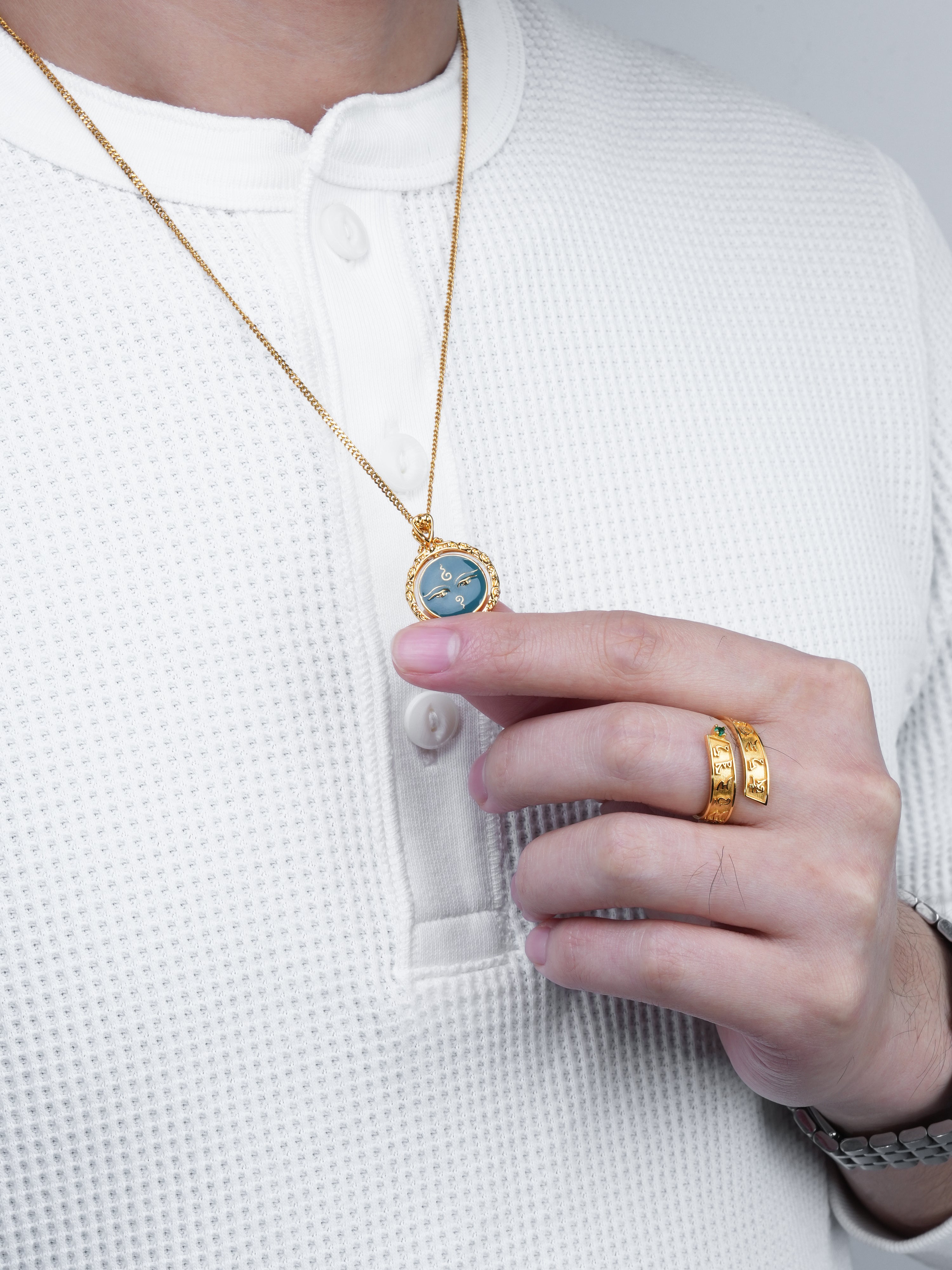 绿度母法眼 — 法悦の守護ペンダントトップ -回転構造 – Godfrey&c